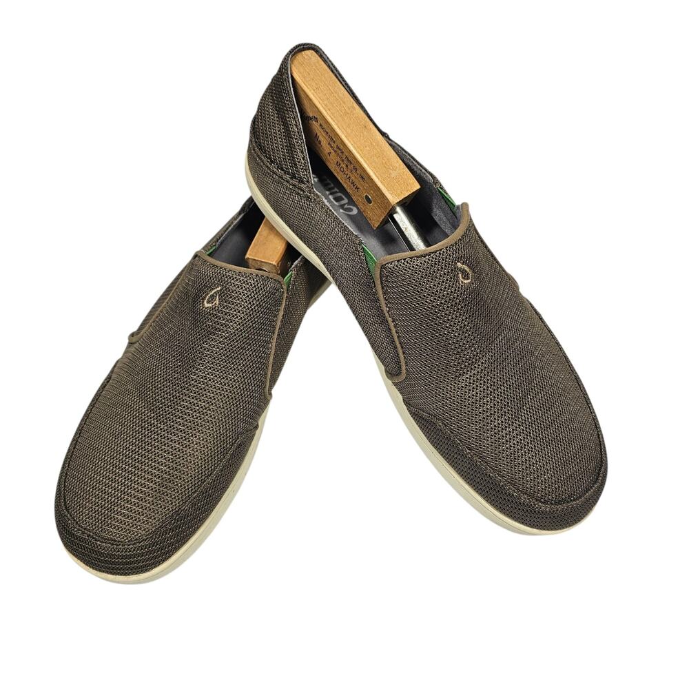 OluKai Nohea Mesh Men's Slip-On Comfort Shoes in Mustang/Lime Peel Size 11.5